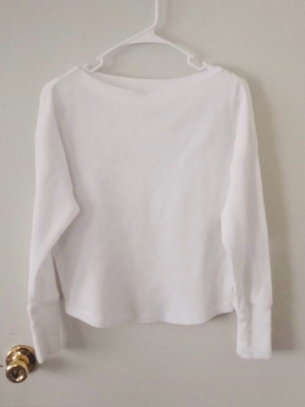 Anthropologie Boatneck Long Sleeve Waffle Weave Solid White Top Women’s Small